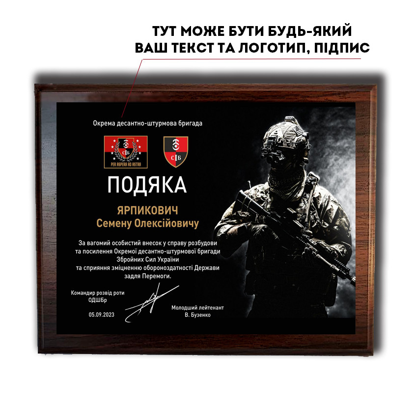 Подяка на металі "Український воїн"