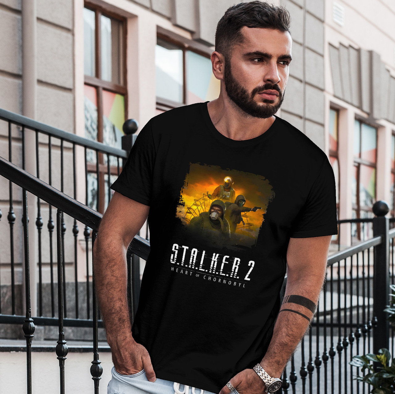 Чоловіча футболка з принтом "S.T.A.L.K.E.R. 2 - 003" Чорний, 3XL