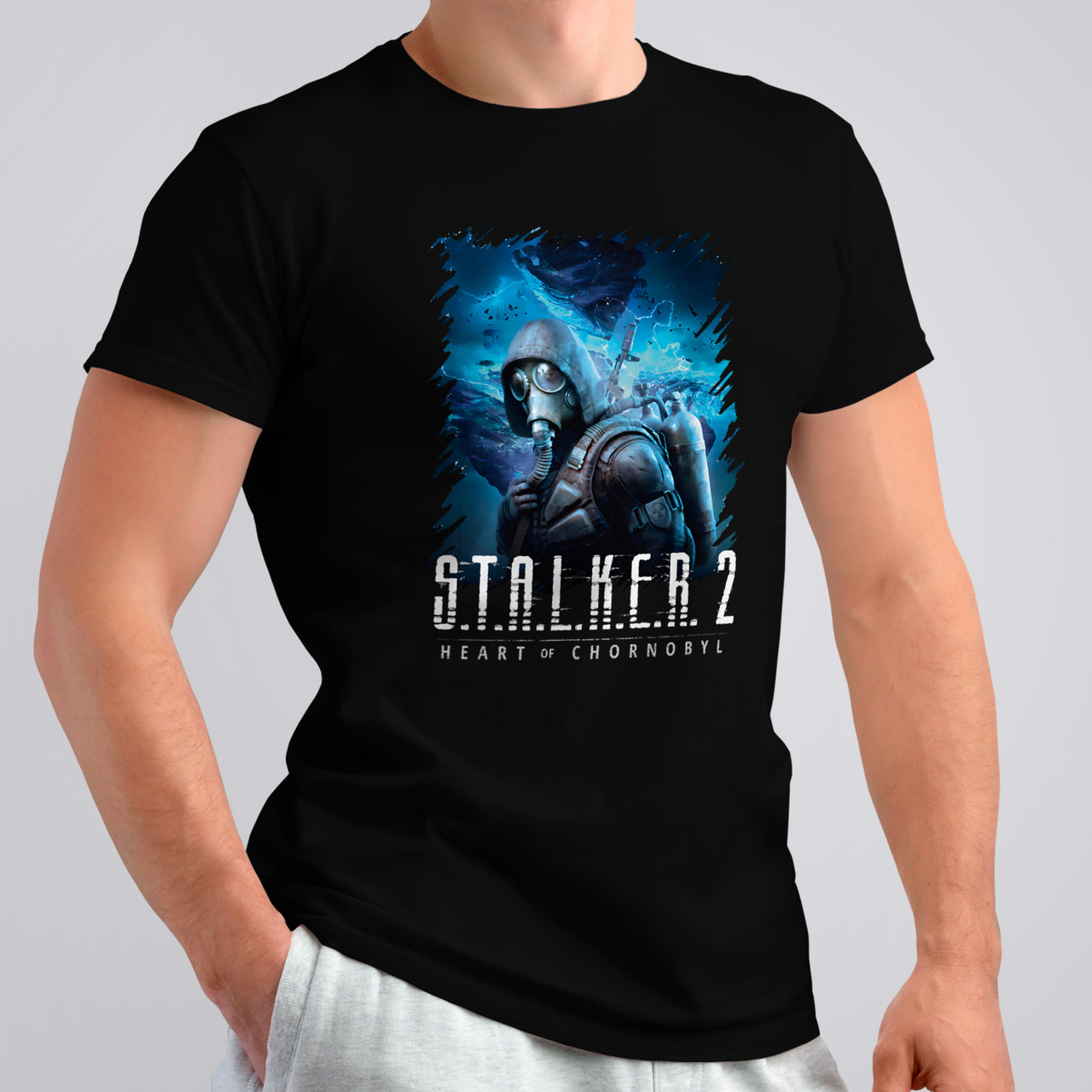 Чоловіча футболка з принтом "S.T.A.L.K.E.R. 2 - 005" Чорний, 3XL