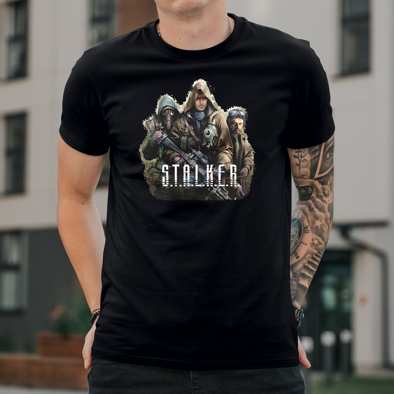 Чоловіча футболка з принтом "S.T.A.L.K.E.R. 2 - 006" Чорний, 3XL