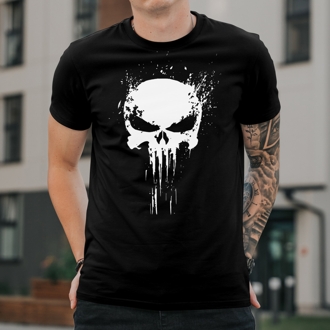 Чоловіча футболка з принтом "Punisher - 001" Чорний, L
