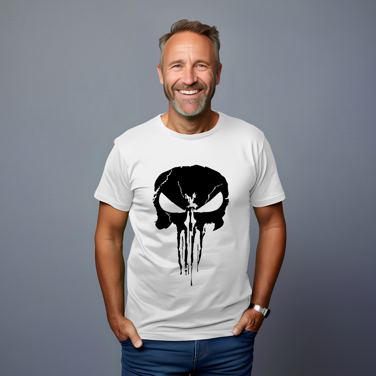Чоловіча футболка з принтом "Punisher - 006" Білий, 3XL