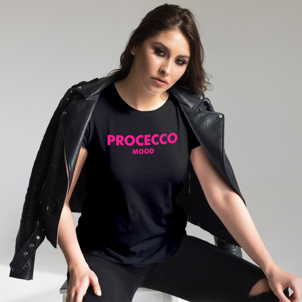 Жіноча футболка "Prosecco Mood"  - 002 Чорний, 3XL