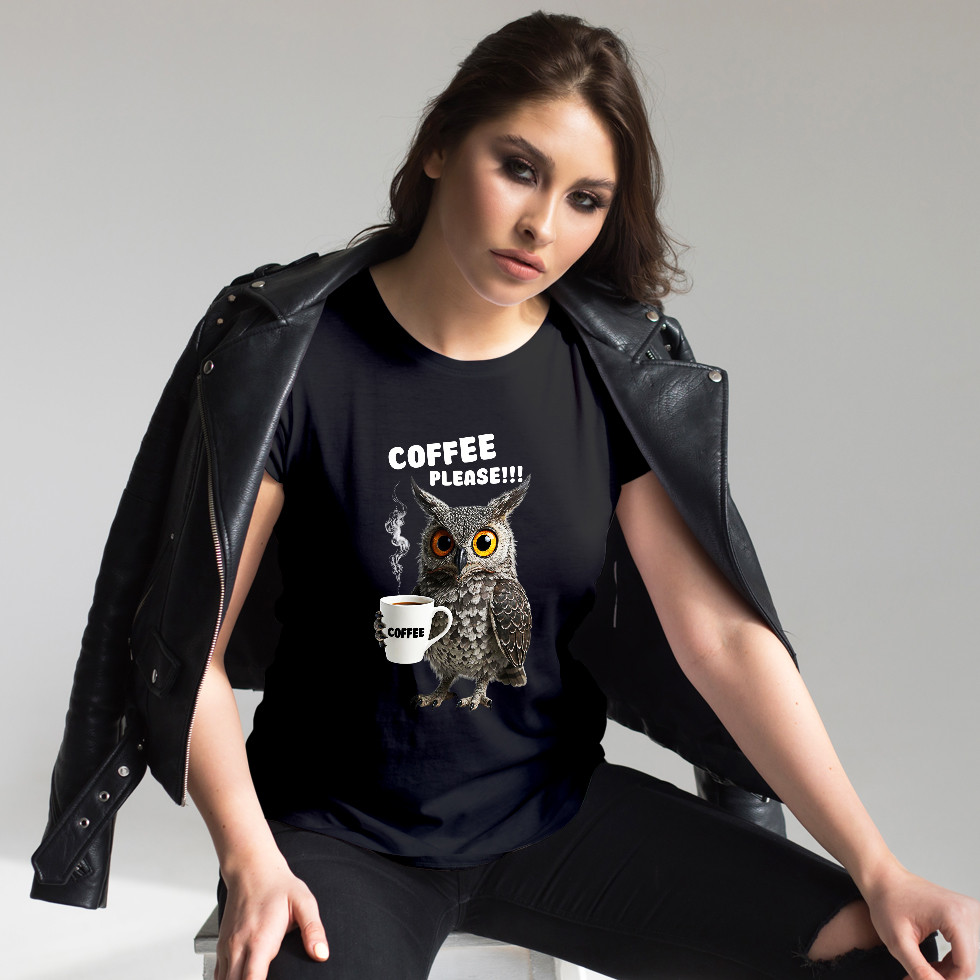 Жіноча футболка "coffee please" Білий, 5XL