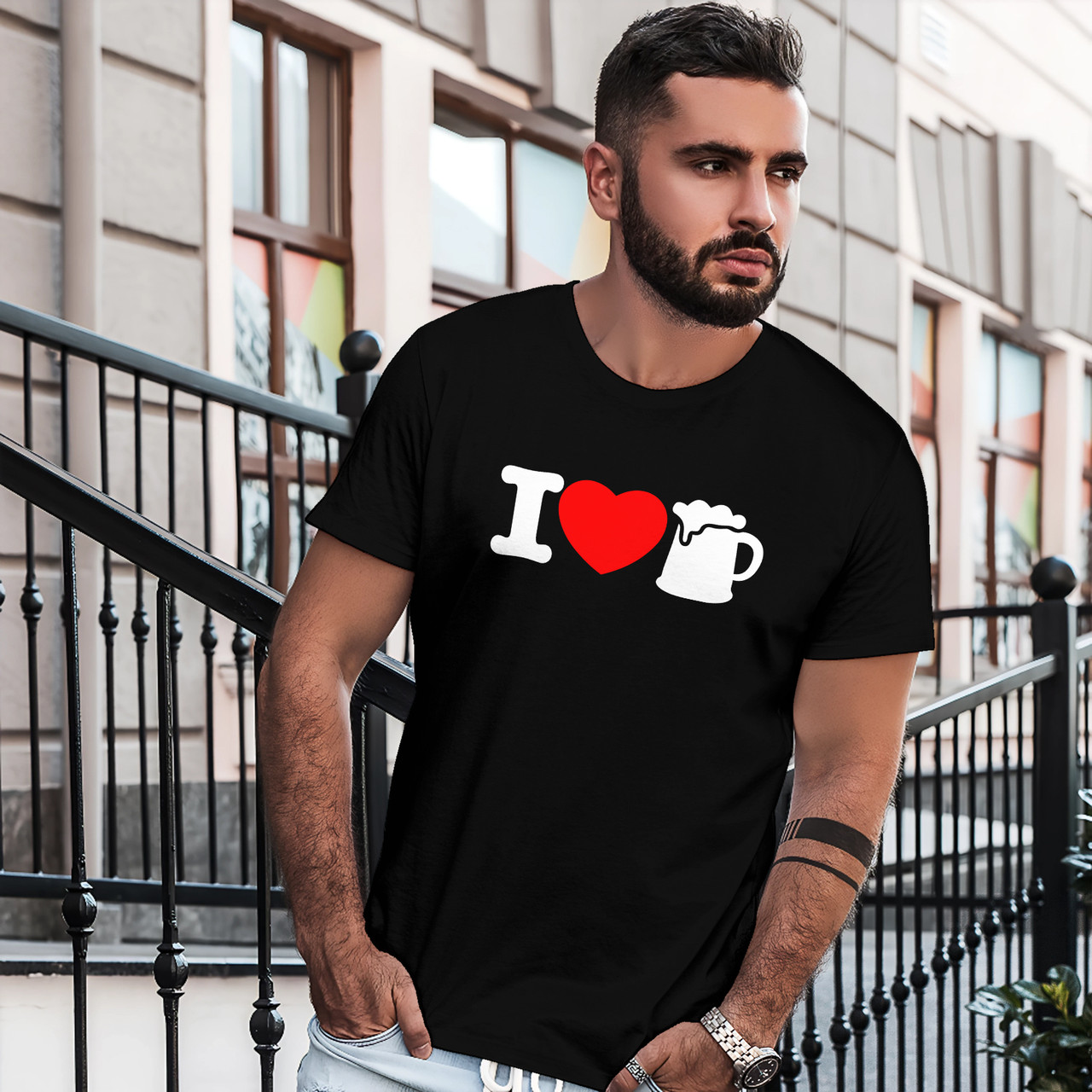 Футболка чоловіча "I ❤️ Beer" Чорний, L
