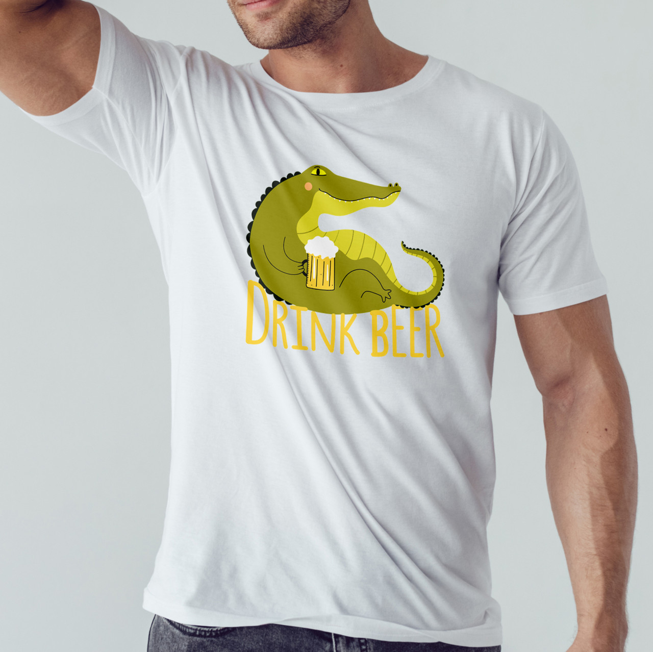 Футболка чоловіча "Drink Beer" Білий, S