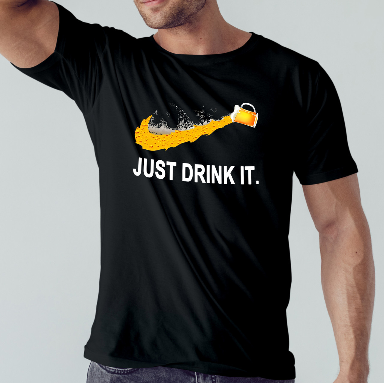 Футболка чоловіча "BEER – Just Drink It" - 002 Чорний, XXL