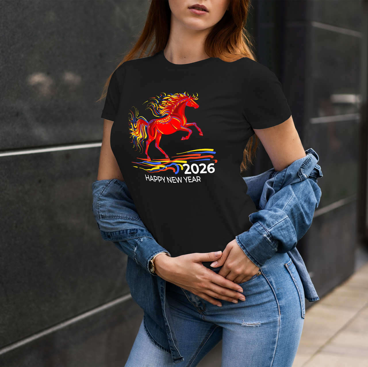 Жіноча футболка Кінь 009 Чорний, L