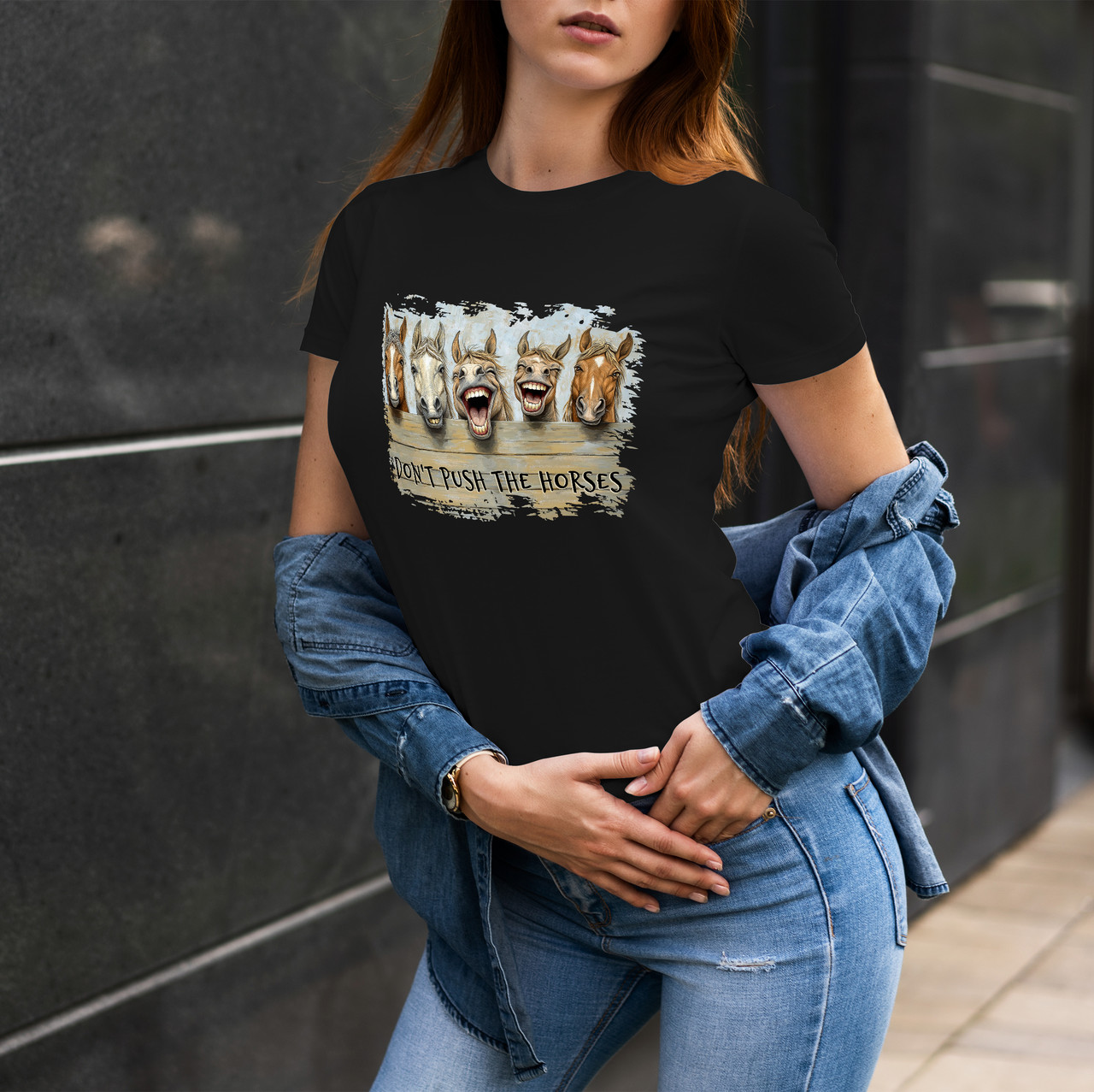 Жіноча футболка Кінь 018 Чорний, XL